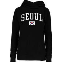 Vintage Seoul South Korea Country Flag Souvenir Vacation Womens Funnel Neck Pullover Hood