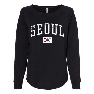 Vintage Seoul South Korea Country Flag Souvenir Vacation Womens California Wash Sweatshirt