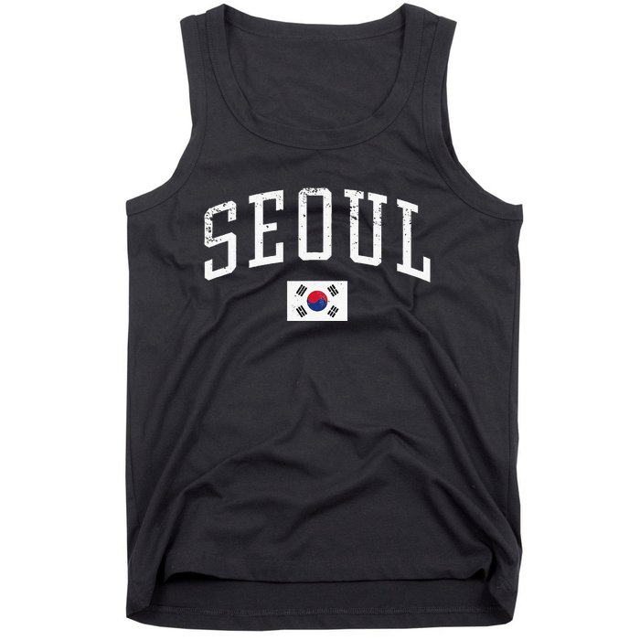 Vintage Seoul South Korea Country Flag Souvenir Vacation Tank Top