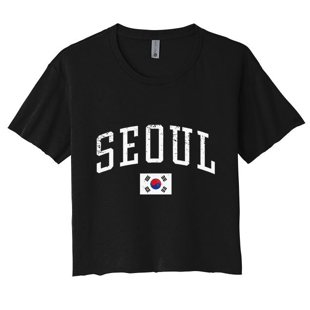 Vintage Seoul South Korea Country Flag Souvenir Vacation Crop Top