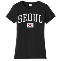 Vintage Seoul South Korea Country Flag Souvenir Vacation Women's T-Shirt