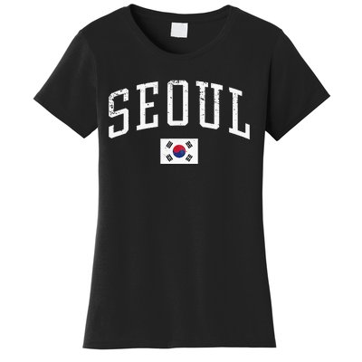 Vintage Seoul South Korea Country Flag Souvenir Vacation Women's T-Shirt