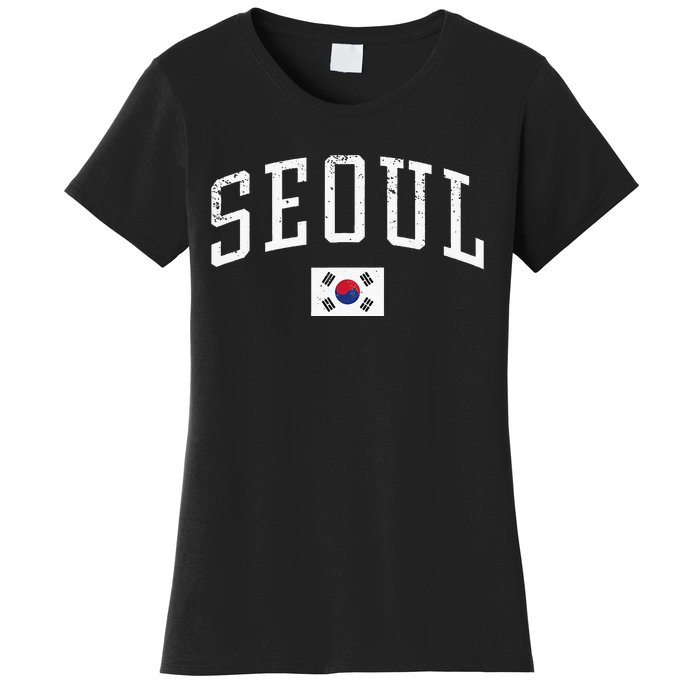 Vintage Seoul South Korea Country Flag Souvenir Vacation Women's T-Shirt