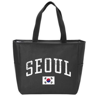 Vintage Seoul South Korea Country Flag Souvenir Vacation Zip Tote Bag