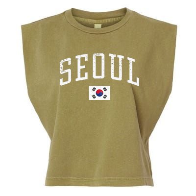 Vintage Seoul South Korea Country Flag Souvenir Vacation Garment-Dyed Women's Muscle Tee