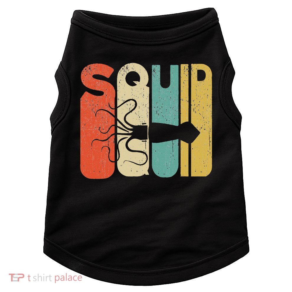 Vintage Style Squid Silhouette Funny Squid Doggie Tank