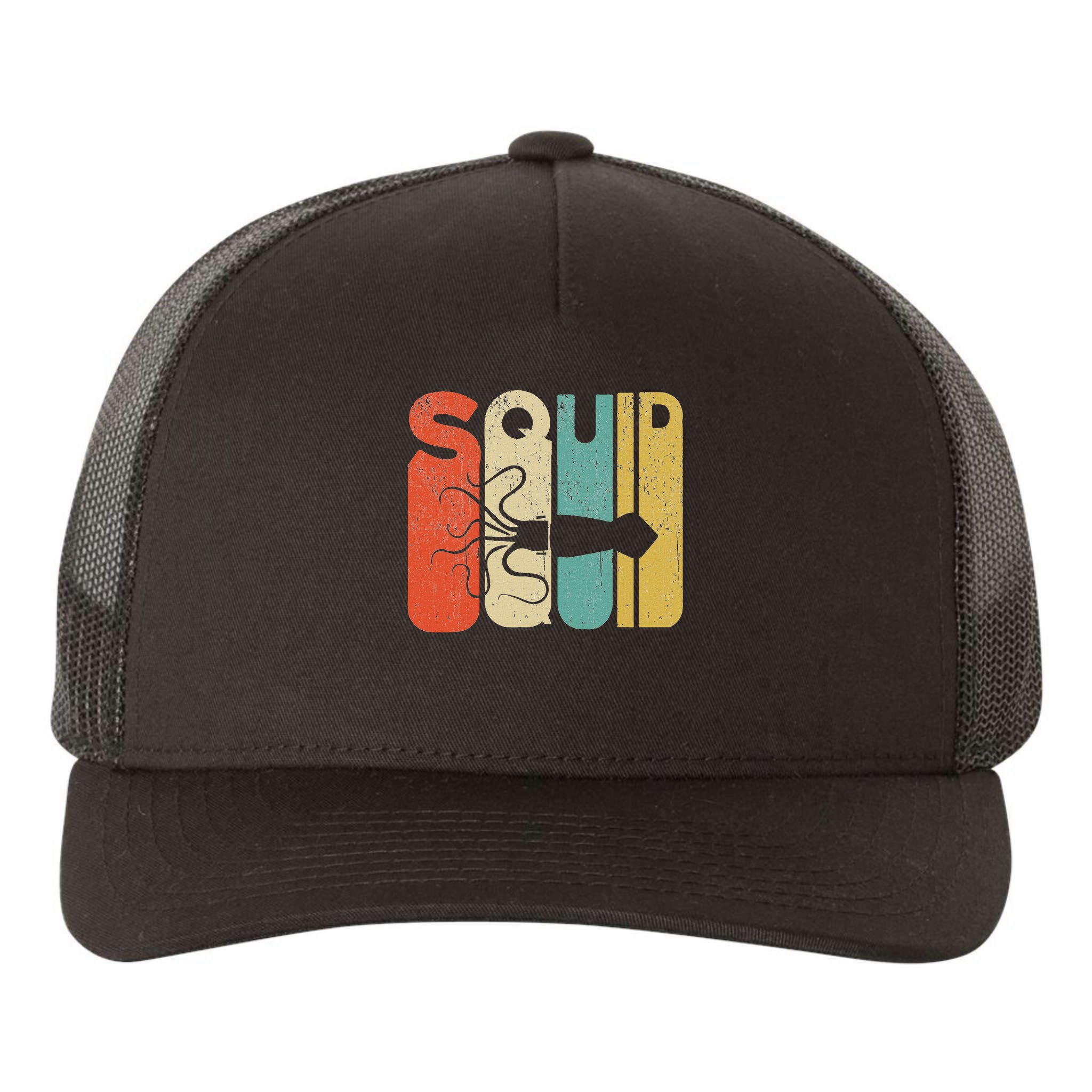 Vintage Style Squid Silhouette Funny Squid Yupoong Adult 5-Panel Trucker Hat
