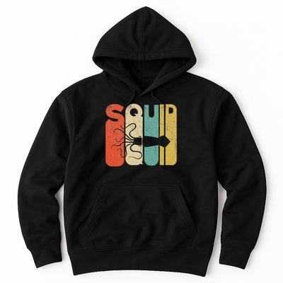 Vintage Style Squid Silhouette Funny Squid Hoodie