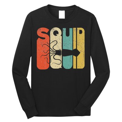 Vintage Style Squid Silhouette Funny Squid Long Sleeve Shirt