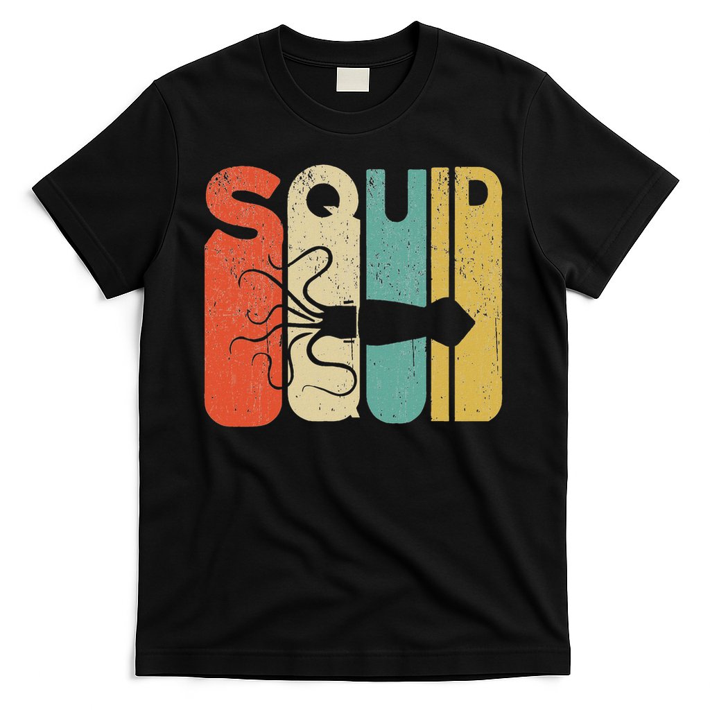 Vintage Style Squid Silhouette Funny Squid T-Shirt
