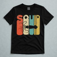 Vintage Style Squid Silhouette Funny Squid T-Shirt
