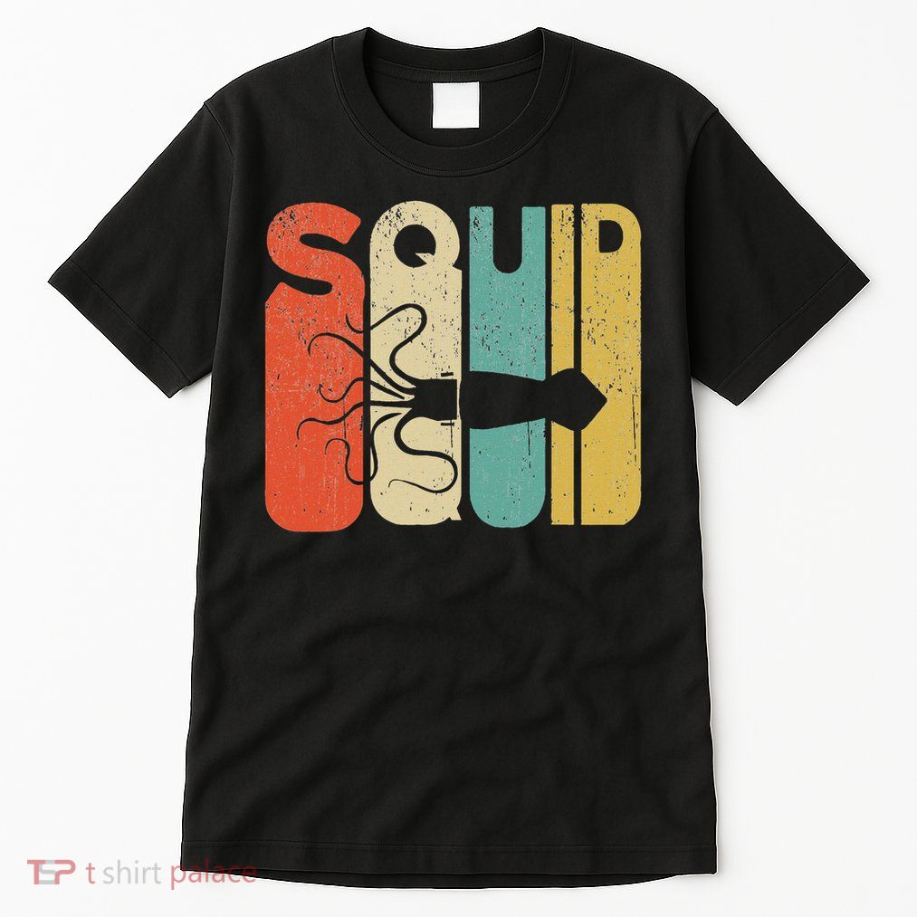 Vintage Style Squid Silhouette Funny Squid Tall T-Shirt