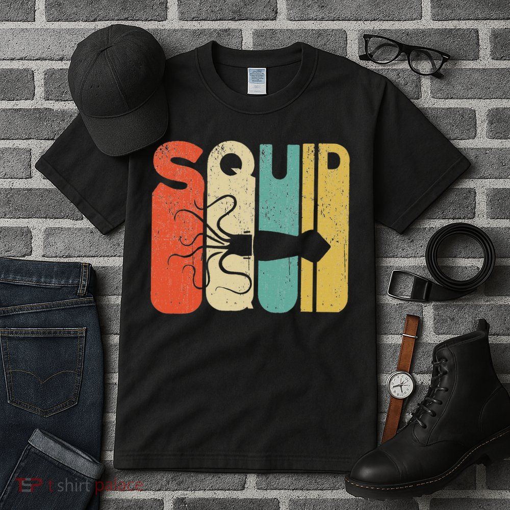 Vintage Style Squid Silhouette Funny Squid Tall T-Shirt