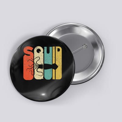 Vintage Style Squid Silhouette Funny Squid Button