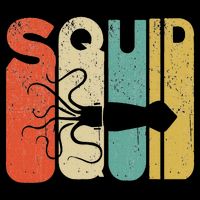Vintage Style Squid Silhouette Funny Squid Bucket Hat
