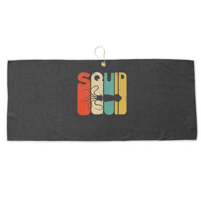 Vintage Style Squid Silhouette Funny Squid Large Microfiber Waffle Golf Towel