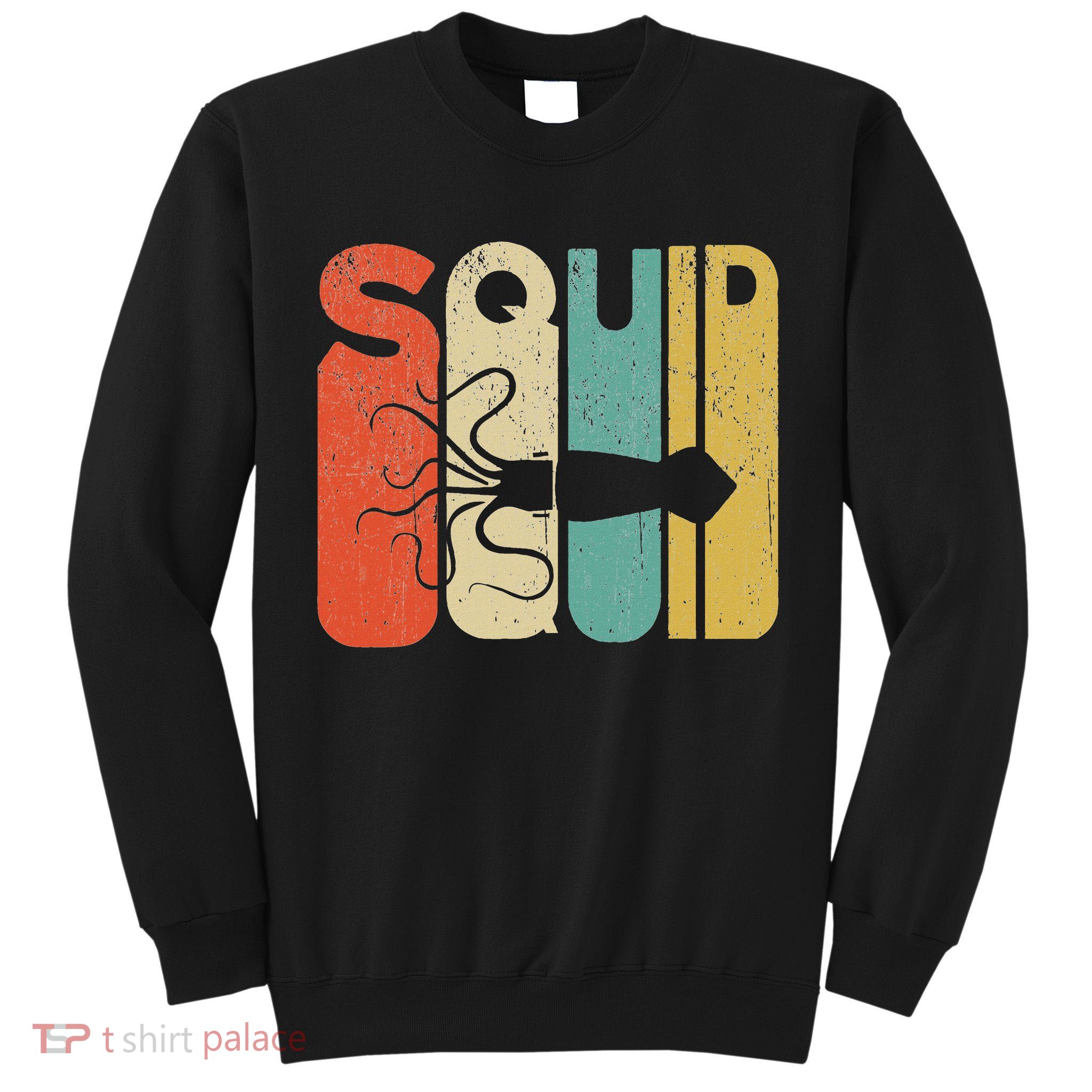 Vintage Style Squid Silhouette Funny Squid Tall Sweatshirt