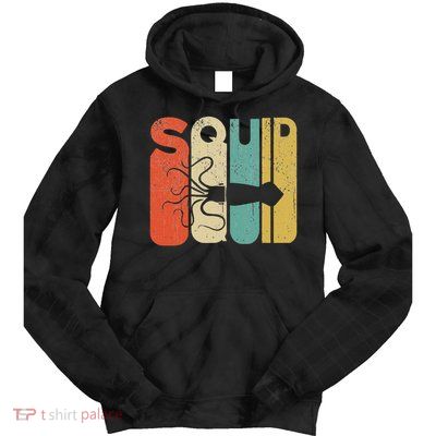 Vintage Style Squid Silhouette Funny Squid Tie Dye Hoodie