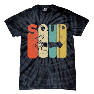 Vintage Style Squid Silhouette Funny Squid Tie-Dye T-Shirt