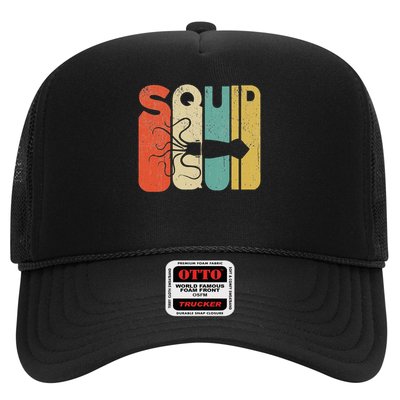 Vintage Style Squid Silhouette Funny Squid Trucker Hat