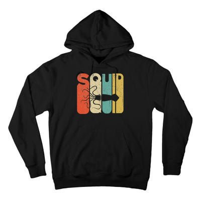 Vintage Style Squid Silhouette Funny Squid Tall Hoodie