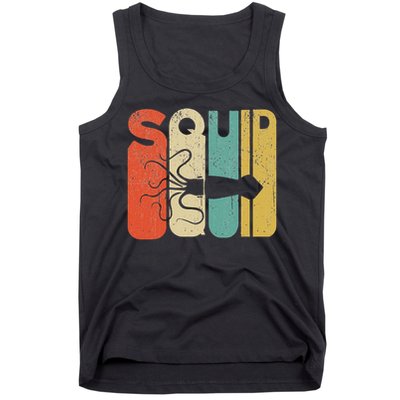 Vintage Style Squid Silhouette Funny Squid Tank Top