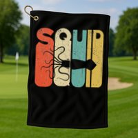 Vintage Style Squid Silhouette Funny Squid Golf Towel