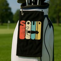 Vintage Style Squid Silhouette Funny Squid Golf Towel