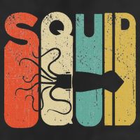 Vintage Style Squid Silhouette Funny Squid Golf Towel