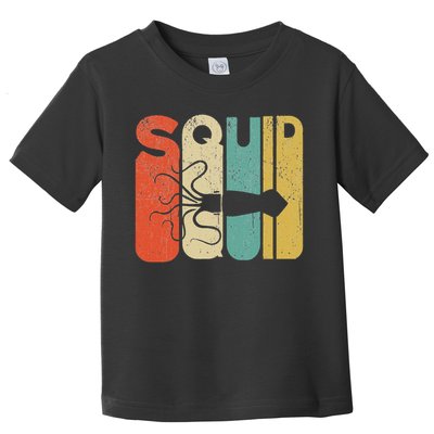 Vintage Style Squid Silhouette Funny Squid Toddler T-Shirt