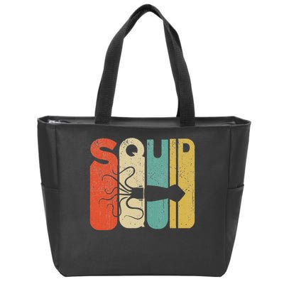 Vintage Style Squid Silhouette Funny Squid Zip Tote Bag