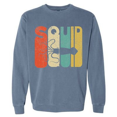 Vintage Style Squid Silhouette Funny Squid Garment-Dyed Sweatshirt