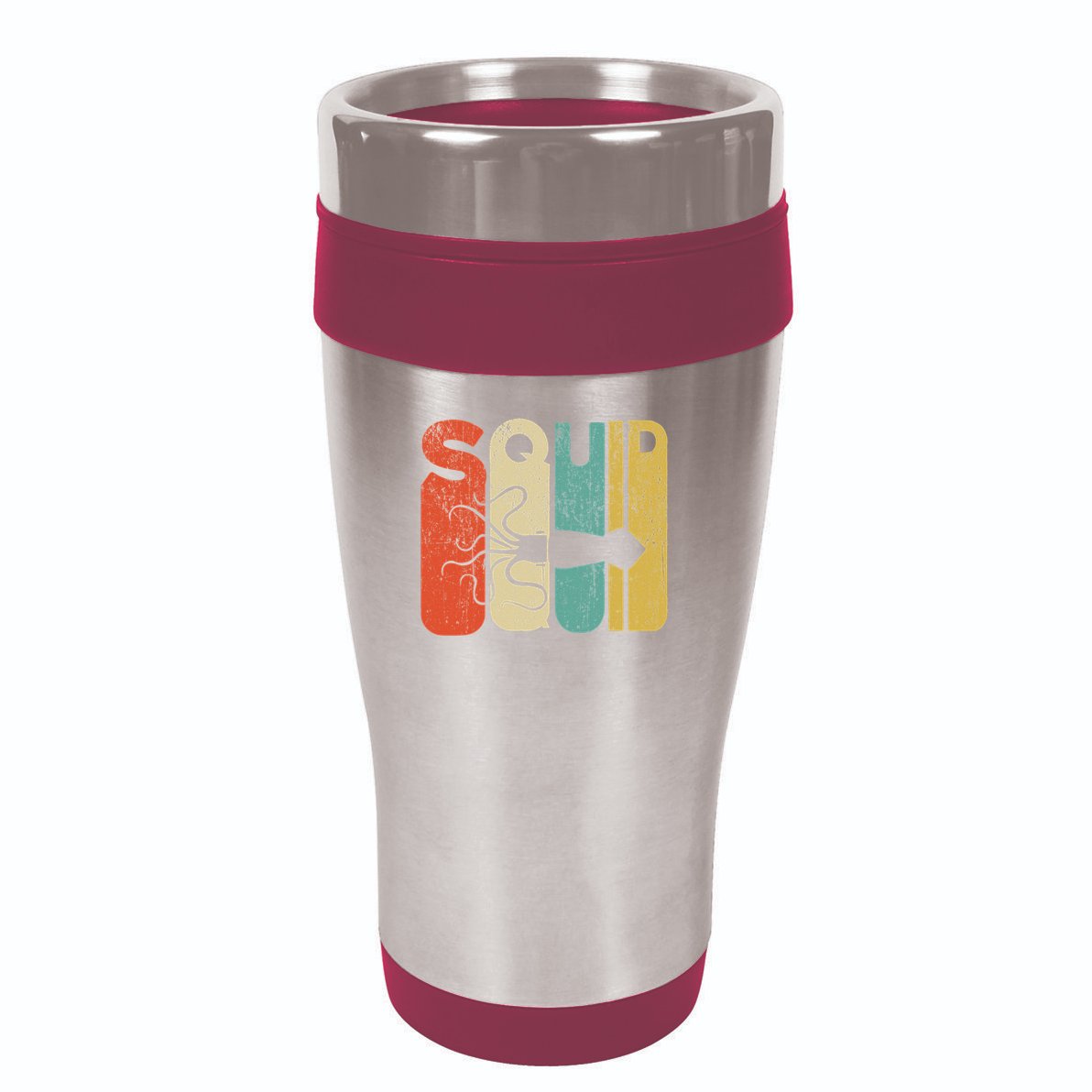 Vintage Style Squid Silhouette Funny Squid 16oz Travel Tumbler