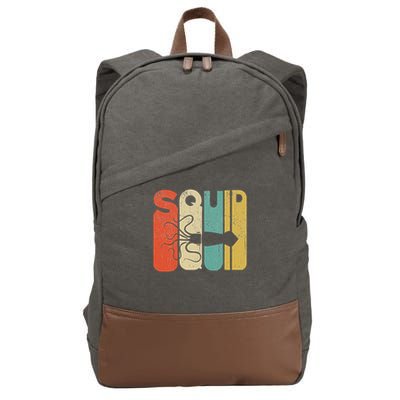 Vintage Style Squid Silhouette Funny Squid Cotton Canvas Backpack