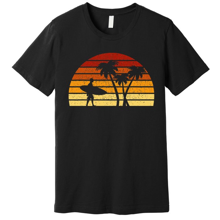 Vintage Sunset Surfing Gift For Surfers Premium T-Shirt