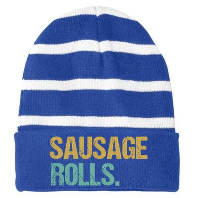 Vintage Style Sausage Rolls Gift Striped Beanie with Solid Band