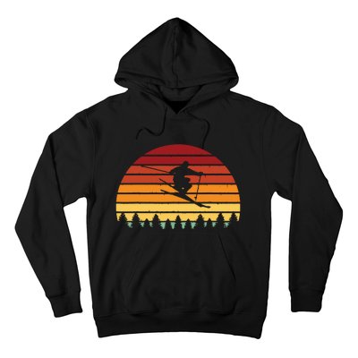 Vintage Sunset Skiing Gift For Skiers Hoodie