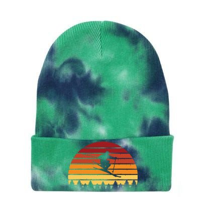 Vintage Sunset Skiing Gift For Skiers Tie Dye 12in Knit Beanie