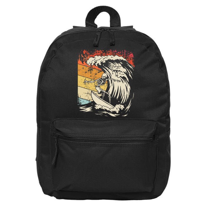 Vintage Surfing Skeleton 16 in Basic Backpack