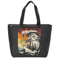 Vintage Surfing Skeleton Zip Tote Bag