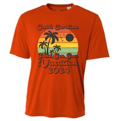 Vintage Sand Sea Sun Vacation 2024 South Carolina Beach Gift Cooling Performance Crew T-Shirt