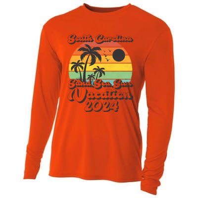 Vintage Sand Sea Sun Vacation 2024 South Carolina Beach Gift Cooling Performance Long Sleeve Crew