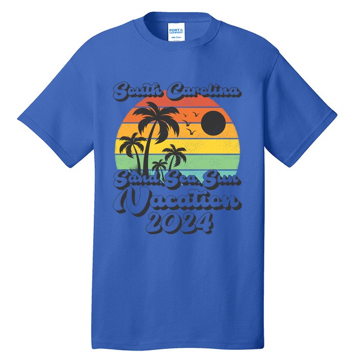 Vintage Sand Sea Sun Vacation 2024 South Carolina Beach Gift Tall T-Shirt