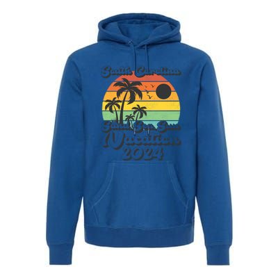 Vintage Sand Sea Sun Vacation 2024 South Carolina Beach Gift Premium Hoodie