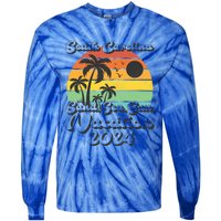 Vintage Sand Sea Sun Vacation 2024 South Carolina Beach Gift Tie-Dye Long Sleeve Shirt