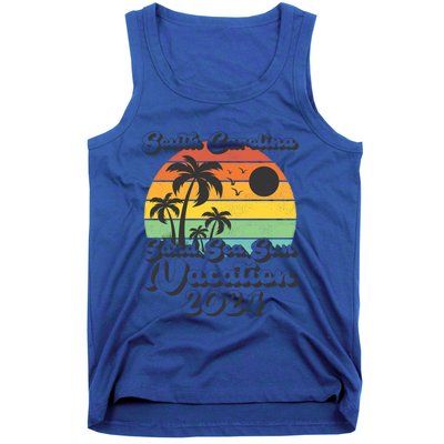 Vintage Sand Sea Sun Vacation 2024 South Carolina Beach Gift Tank Top