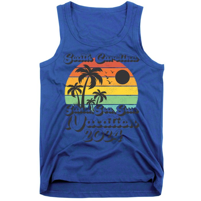 Vintage Sand Sea Sun Vacation 2024 South Carolina Beach Gift Tank Top