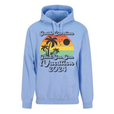 Vintage Sand Sea Sun Vacation 2024 South Carolina Beach Gift Unisex Surf Hoodie