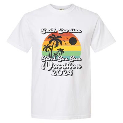 Vintage Sand Sea Sun Vacation 2024 South Carolina Beach Gift Garment-Dyed Heavyweight T-Shirt