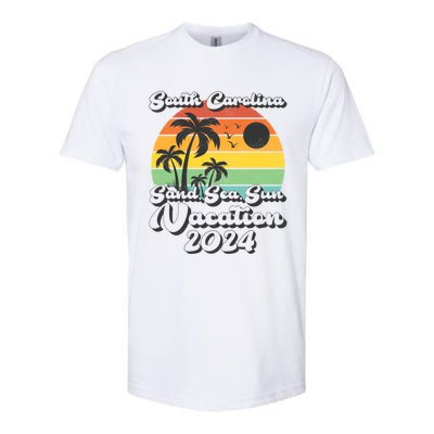 Vintage Sand Sea Sun Vacation 2024 South Carolina Beach Gift Softstyle CVC T-Shirt